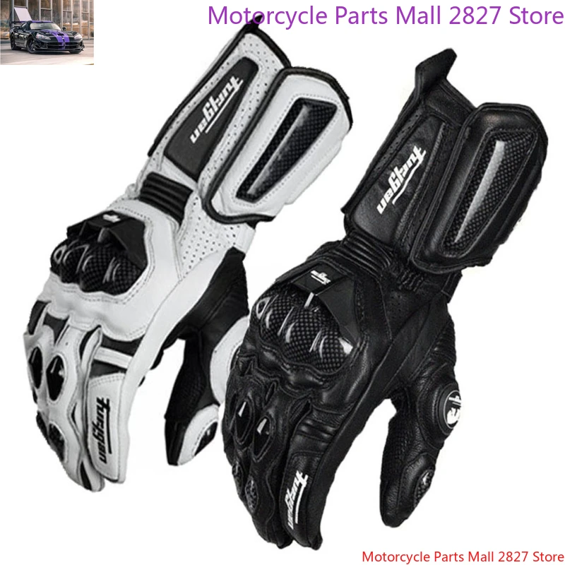 Motocyklové rukavice Racing Motocykel dlhé priedušné kožené kožené zubné vlákno anti pádové rukavice na koni vonkajšie cyklistické vybavenie