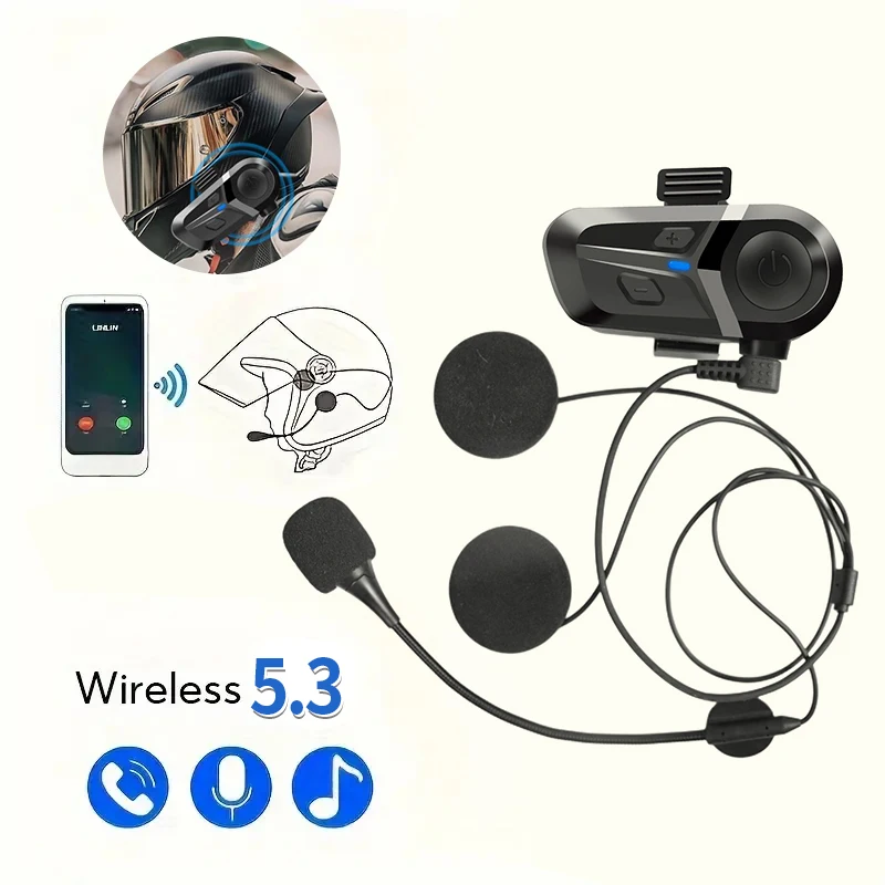 Motocyklové slúchadlá prilby Helma Bluetooth 5.3 Slúchadlá bezdrôtového motora náhlavná súprava na bicykli slúchadlá