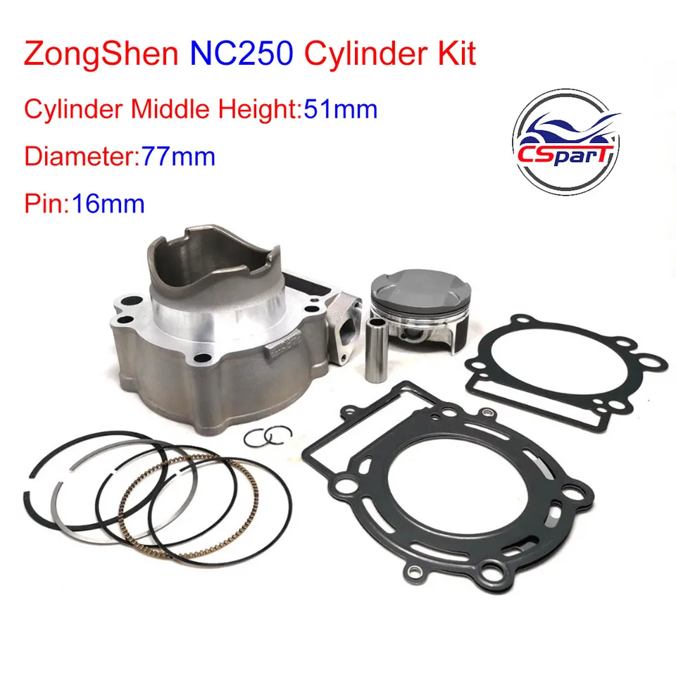 Motocyklové súpravy valca s piestom a piestovým krúžkom pre Zongshen 77 mm NC250 250cc 300 ccm Kayo T6 K6 BSE J5 RX3 ZS250GY-3