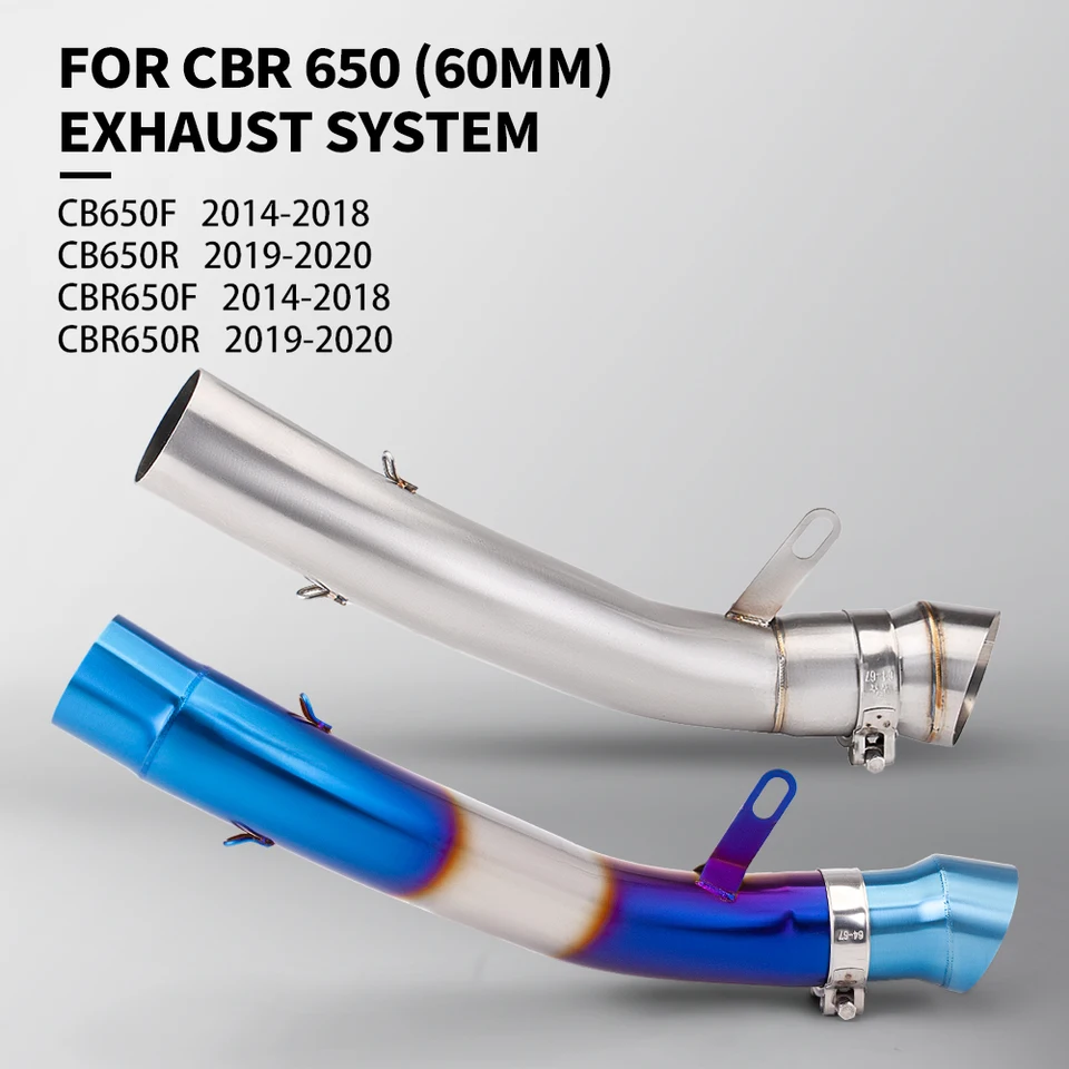 Motocyklové výfukové plyny upravené 60 mm rozhrania Middle Link Rúrky Slip pre CB650F CBR650F 2014-2018 CB650R CBR650 2019-2022