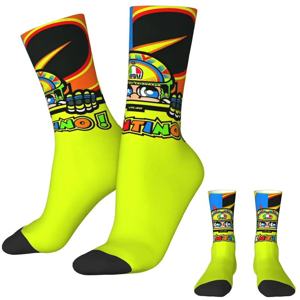 Motocyklové závodné ponožky Rossi Race Fashion Pancecs Pánske stredne mäkké športové ponožky Zimné grafické neskokové ponožky