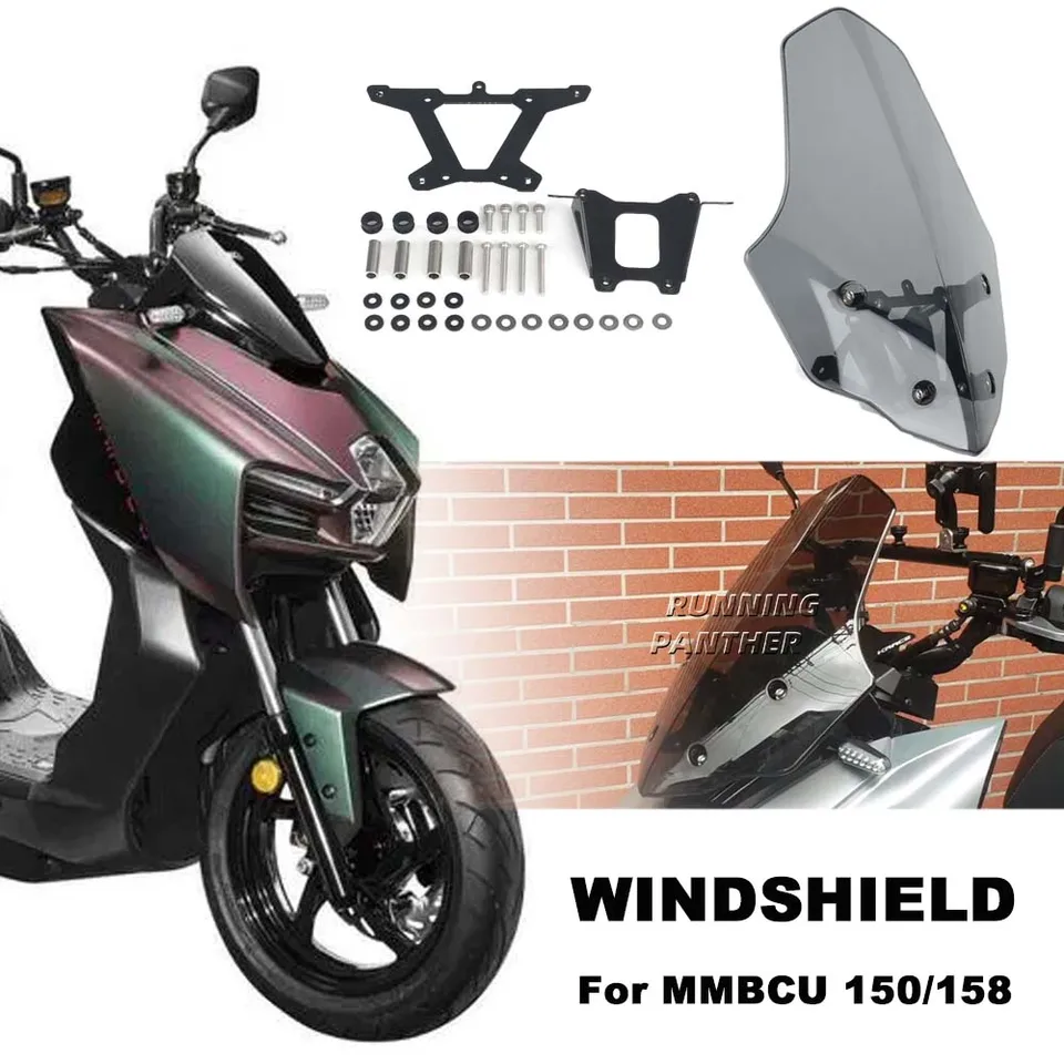 Motocyklové čelné sklo čelného skla Sunvisor Transparent/šedá vhodná pre sym MMBCU150 MMBCU158 MMBCU 150 158 150mmbBCU