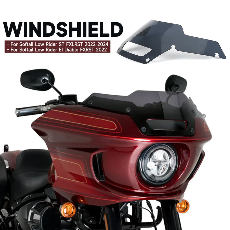 Motocyklové čelné sklo čelného skla veternej obrazovky pre deflektor Harley Softail Low Rider El Diablo Fxrs & St Fxlrst 2022-2024