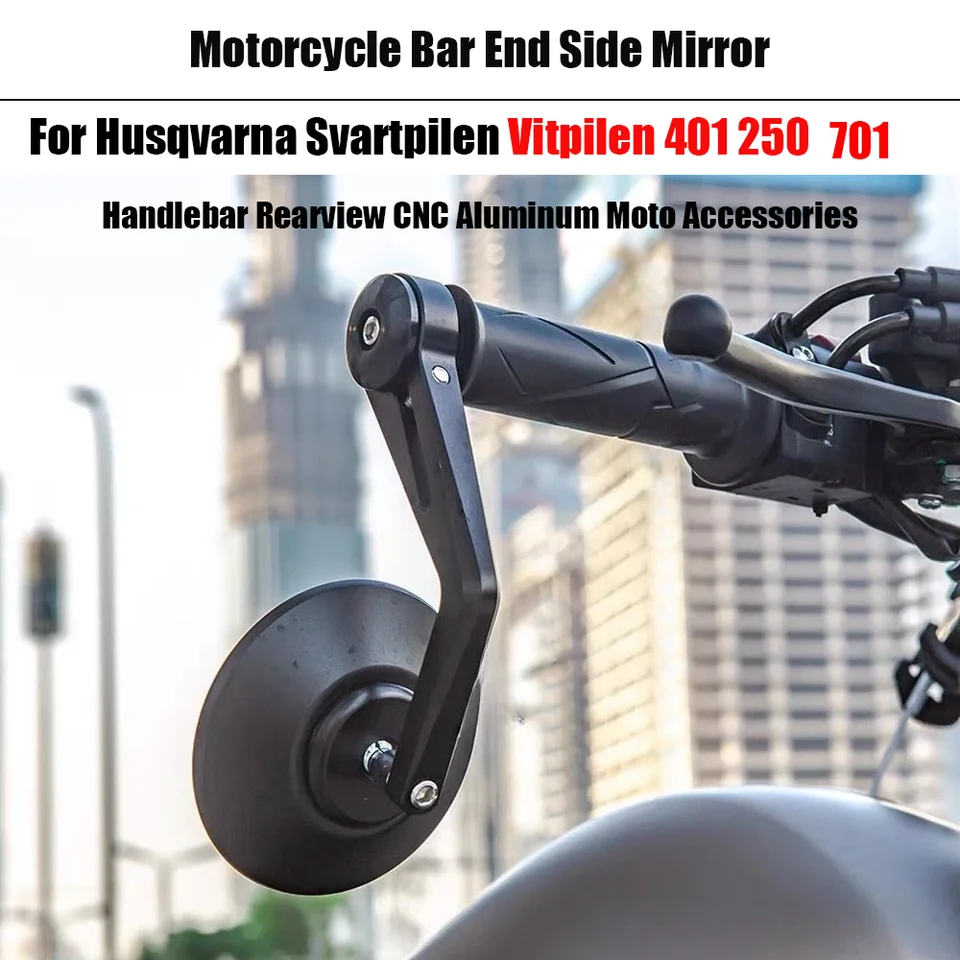 Motocyklový stĺpcový bočný zrkadlo pre Husqvarnu Svartpilen Vitpilen 401 250 701 Riadidlá spätný pohľad CNC Hliníkové motolice