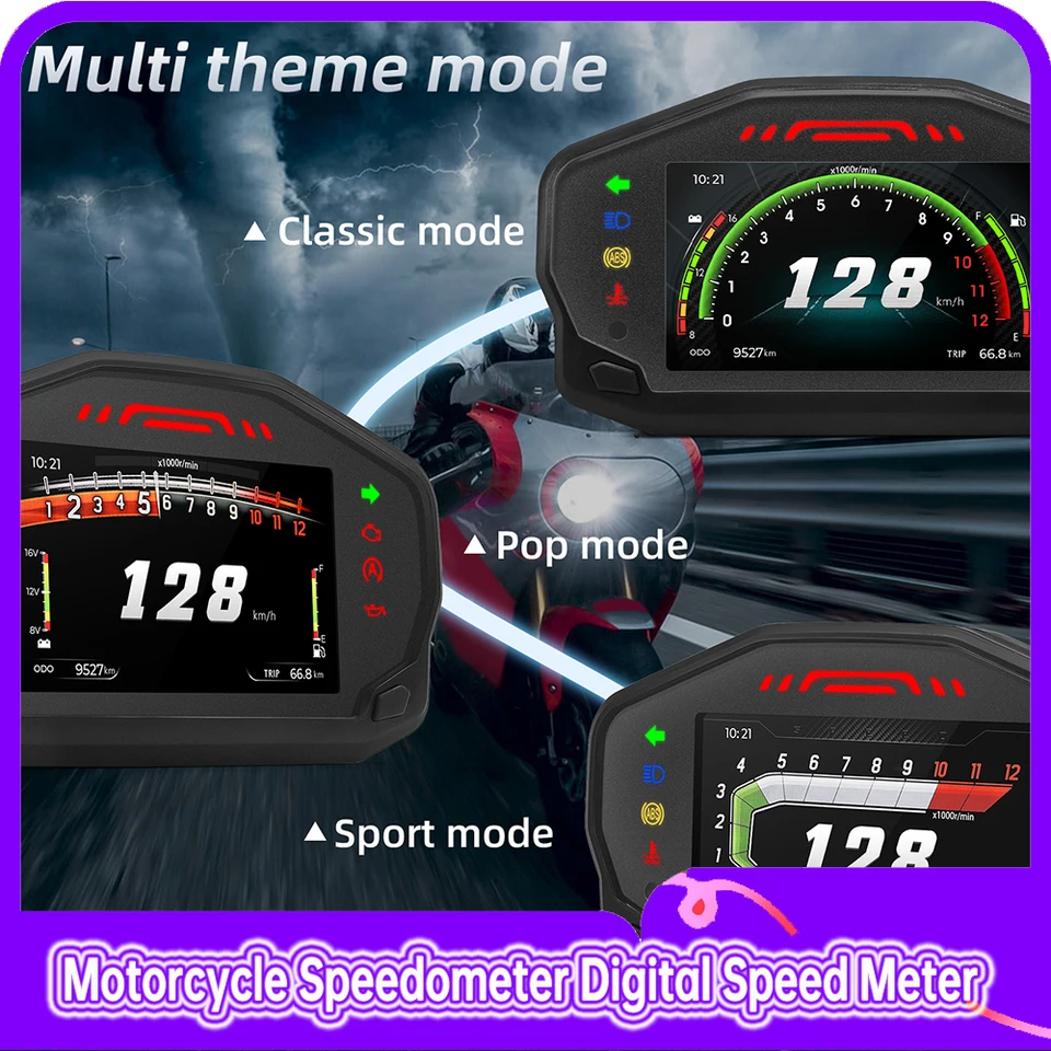 Motocyklový tafometer TFT TPMS Speed ​​Meter Motocykel Motocykel môže nastaviť dáta čínština / anglická verzia 2/4 valec