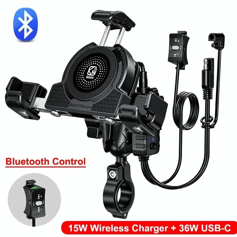 Motocyklový telefón držiak 15W bezdrôtovej nabíjačky pre Motobike Mirror Mobile Stund Support USB C Rýchle nabíjanie Mobil mobilný telefón
