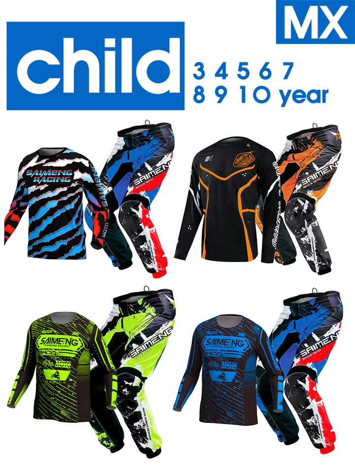 Motokross Gear Set pre deti Racing Suit Child Cross Jersey a nohavice Enduro Boy Girl MX ATV MTB Moto 3 4 5 6 7 8 9 10 11 Roky