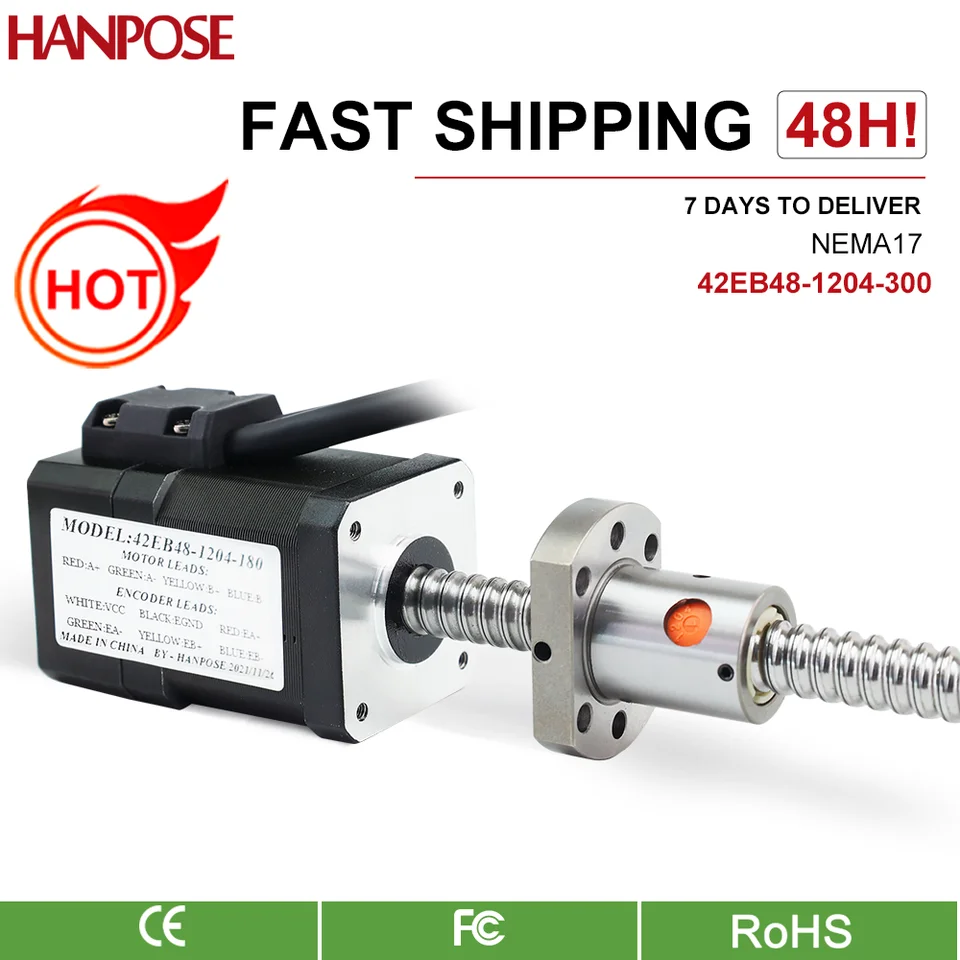 Motor s loptou zatvorenú slučkovú loptu NEMA17 42EB48-SFU1204-300 0,52 NM 40 mm + CL42 SERVO Driver pre CNC frézka