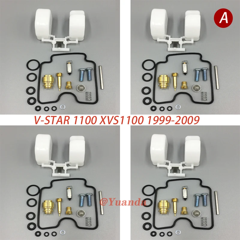 Motorcycle Carburetor Repair Kit Air Screck Plunger Plunger Demonigm Oil Cup Floatfor V Star 1100 XVS1100 1999-2009 V-Star XVS 1100