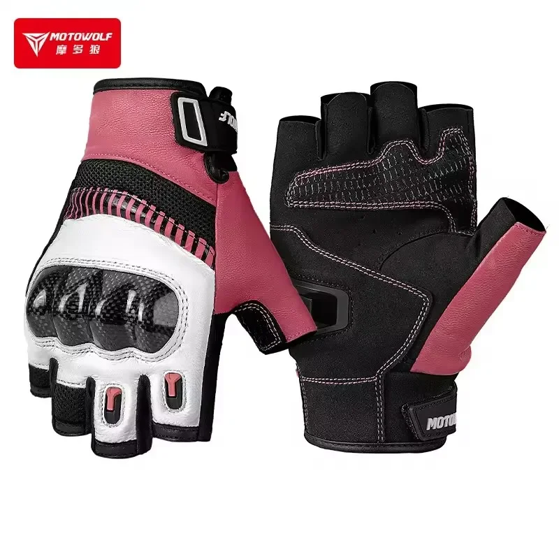 Motowolf Half Finger Motocyklové rukavice letné muži bez prstov rukavice kožené vintage cyklistické cyklistické rukavice motocyklové príslušenstvo