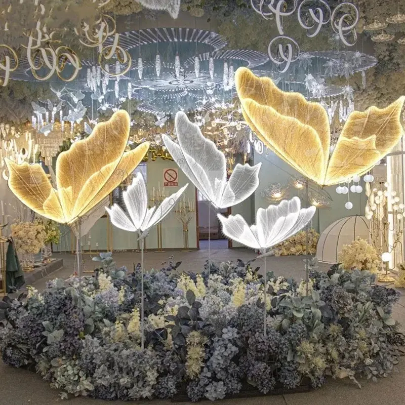 Motýle Romantické svadobné podlahové svetlo LED čipka lampa kreatívny motýľ luster na cestách zaťaženia chodníka Party Stage Stropné svetlo