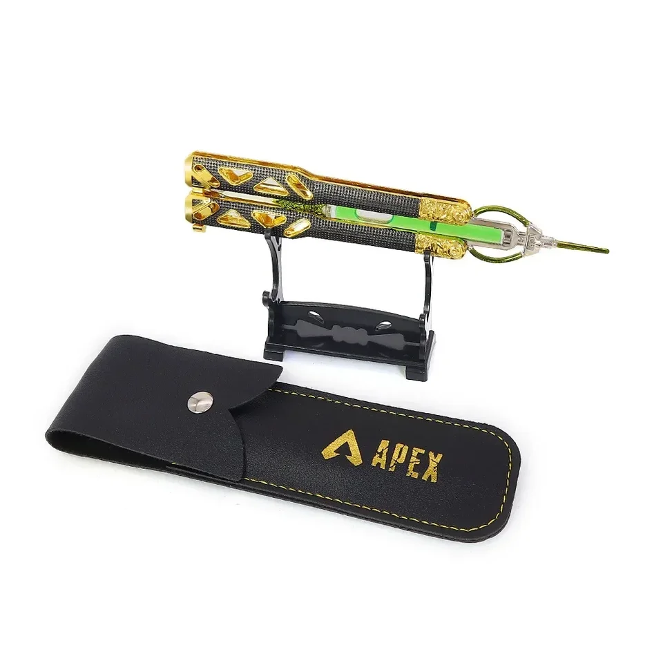 Motýľ nôž s koženým plášťom tekutiny Apex Game Periférne moci Model kovový ornament 21cm Boy dedičstvo