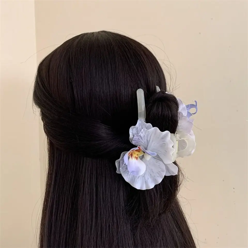 Motýľ orchidey kvetinové vlasy pazúry clip clip klip slip orchidea klip na vlasy uchopte Kórejský štýl hlavy