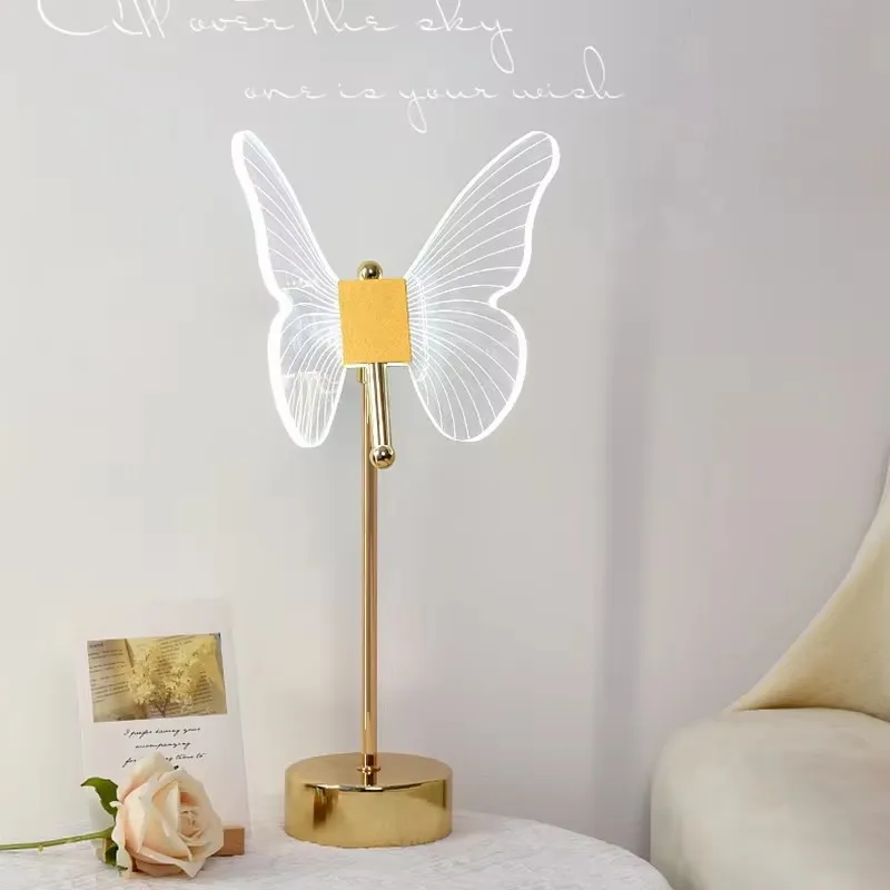 Motýľová LED stolová lampa retro zlato akrylové stolové lampy Hotel Villa Art for Obýva