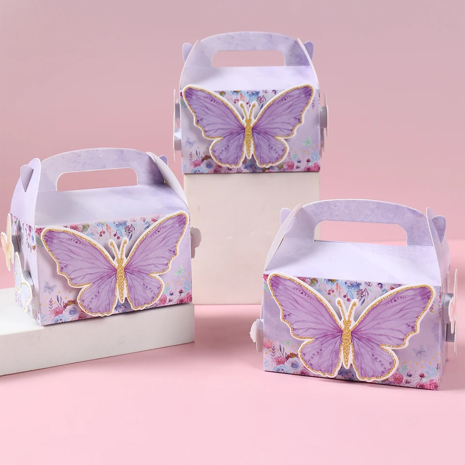 Motýľové párty kufrík Candy Darčeky tašky sušienky balenie vrecka všetko najlepšie k narodeninám dekorácie deti detská sprcha dievčatko Butterflysupplies