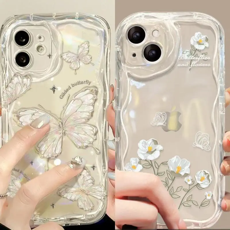 Motýľový krém 3D vlny puzdro pre Xiaomi Redmi 13C 12 12C 10C 9C 9C A1 A2 K50 K40 POZNÁMKA 13 12 11 10 Pro Plus 4G 5G Cover