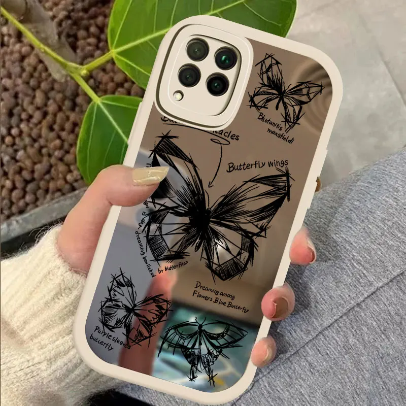 Motýľový puzdro pre Huawei Honor 20 Magic 5 Pro Soft Silikone Mirror Matte Cover For Huawei Nova 7 SE 7I 6 4E 5T Y9 Prime 2019