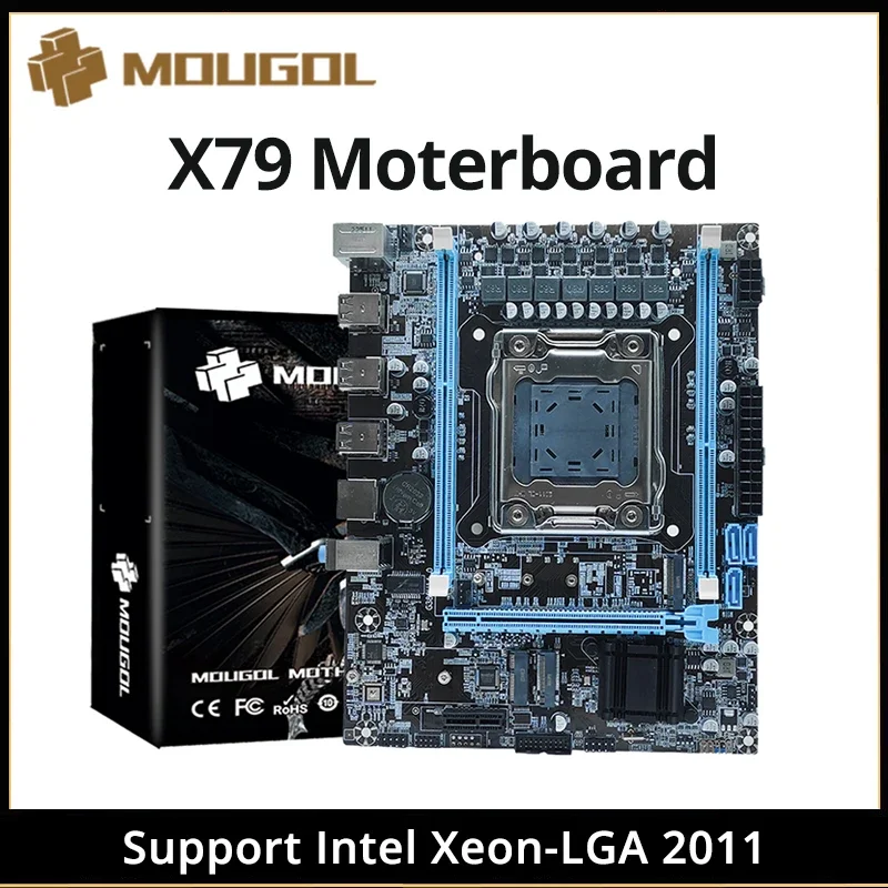 Mougol X79 Základná doska USB3.0 LGA2011 Základná doska M.2 NVME SATA 2.0 Podporuje duálne kanál DDR3 ECC RAM Intel XEON E5 V1 a V2 CPU CPU
