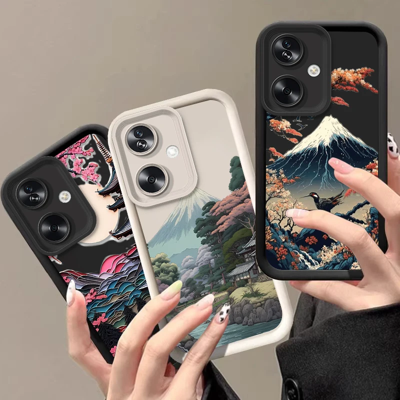 Mount Fuji Draw for Oppo Reno 11f 4Z 10 12 Pro A79 60 5G 40 58 78 74 Realme GT 6 C67 Nájdite x3 Lite Soft Silikone Puzdro