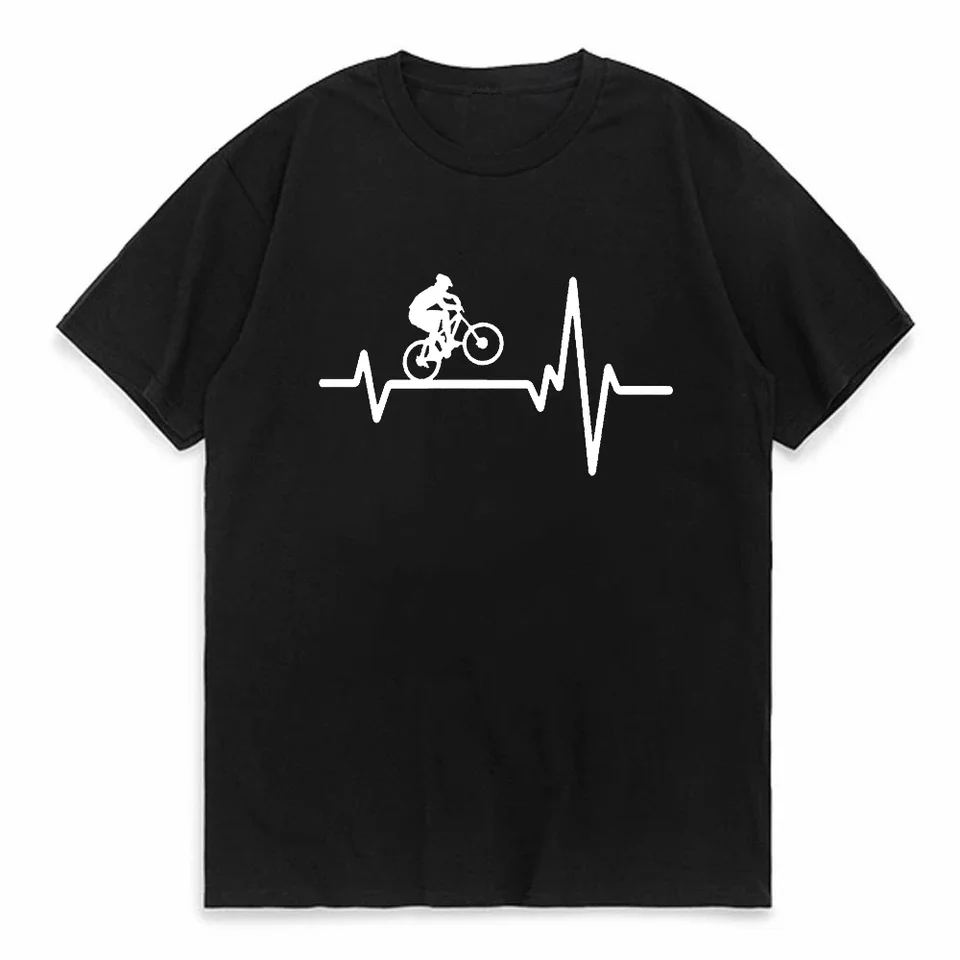 Mountain Bike Heartbeat Funny Conyber T tričko Ironman Triatlon Sports Men tričko Tréning Pánny s krátkym rukávom Bicykel cyklisti