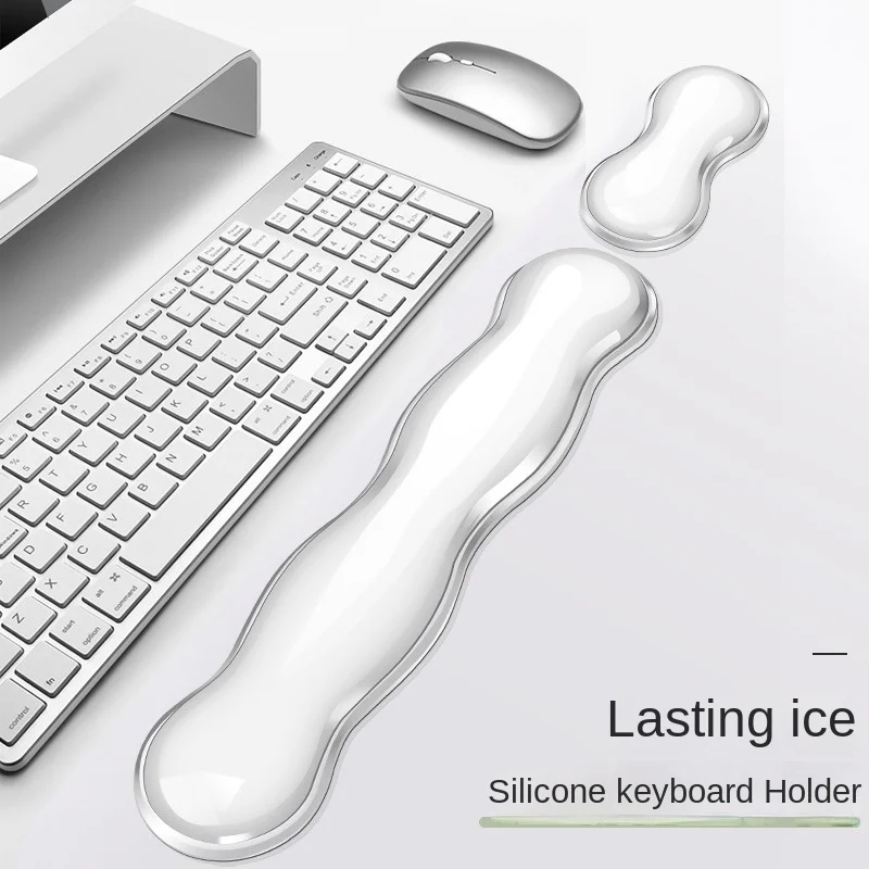 Mouse podložka s odpočinkom zápästia, odpočinku na klávesnici, protišmykový silikón Transparent Deska Office Game Console, REST REST