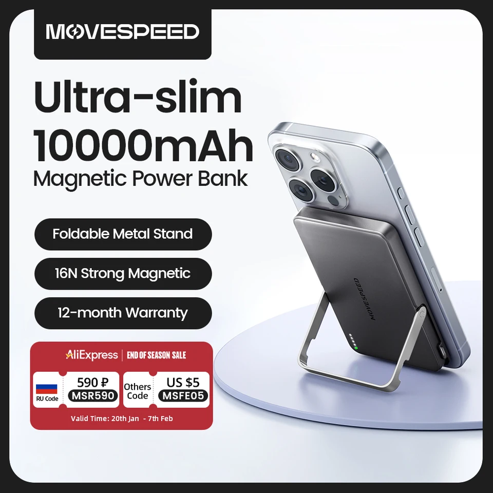 Movespeed S10PRO Magnetic Power Bank 10000 mah bezdrôtová prenosná externá batéria so stojanom pre Magsafe PowerBank pre iPhone 16