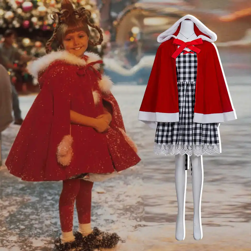 Movica, ktorá vianočná novoročná dievča Cindy Santa Claus sa oblieka na oblečenie vianočné šaty kostým