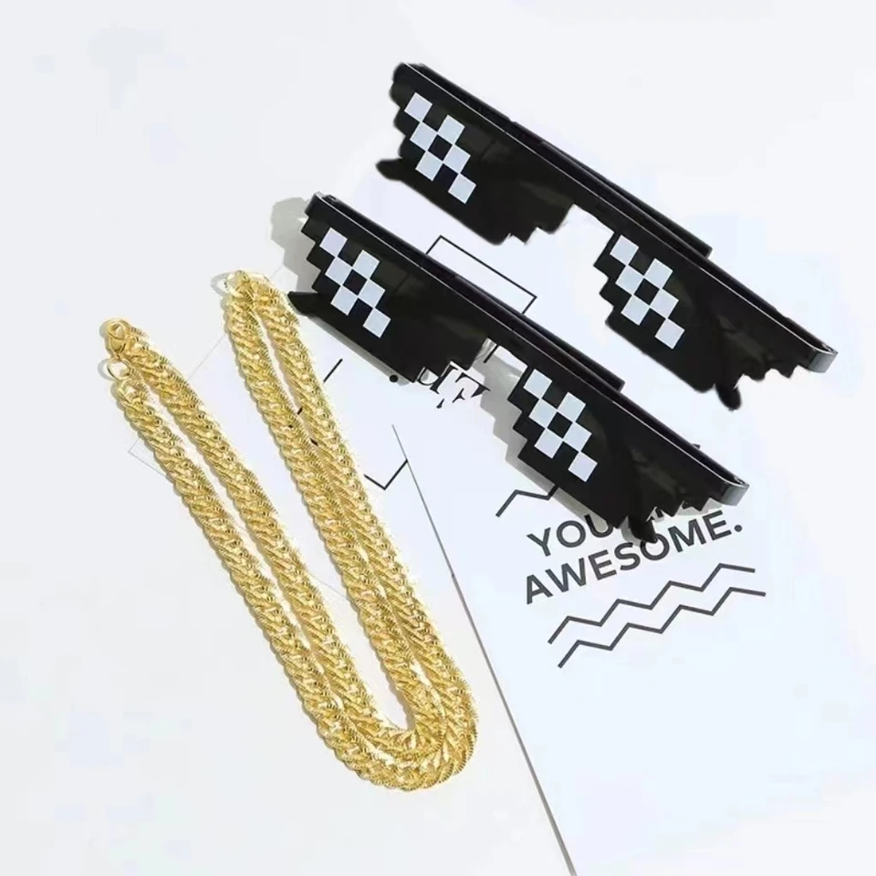 Mozaické slnečné okuliare 2pcs cool párty Vintage odtiene okuliare pre mužov pixelované slnečné okuliare vtipné žien okuliare
