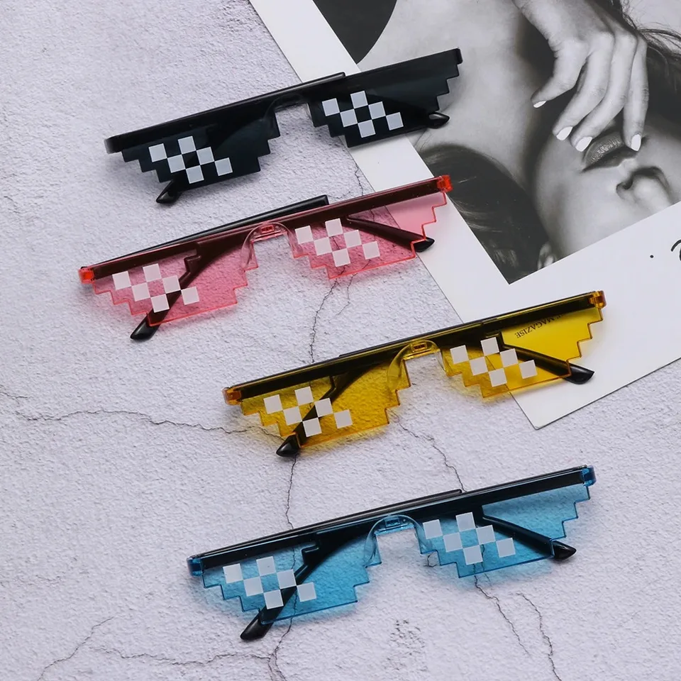 Mozaické slnečné okuliare Cool párty Vintage odtiene okuliare pre mužov pixelované slnečné okuliare vtipné ženy okuliare