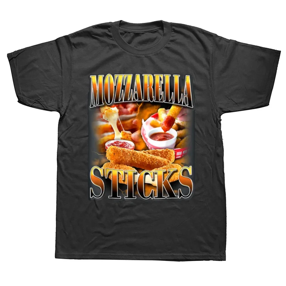 Mozzarella tyčinky vtipné meme tričká letný štýl Grafické bavlnené streetwear s krátkym rukávom narodeniny darčeky Tričko Pánske oblečenie
