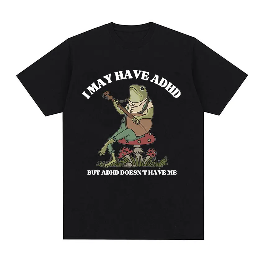 Možno mám ADHD, ale ADHD ma nemá grafické tričká Funny muži Frog Cottagecore O-Neck Presed Cotton Tričko Unisex Unisex