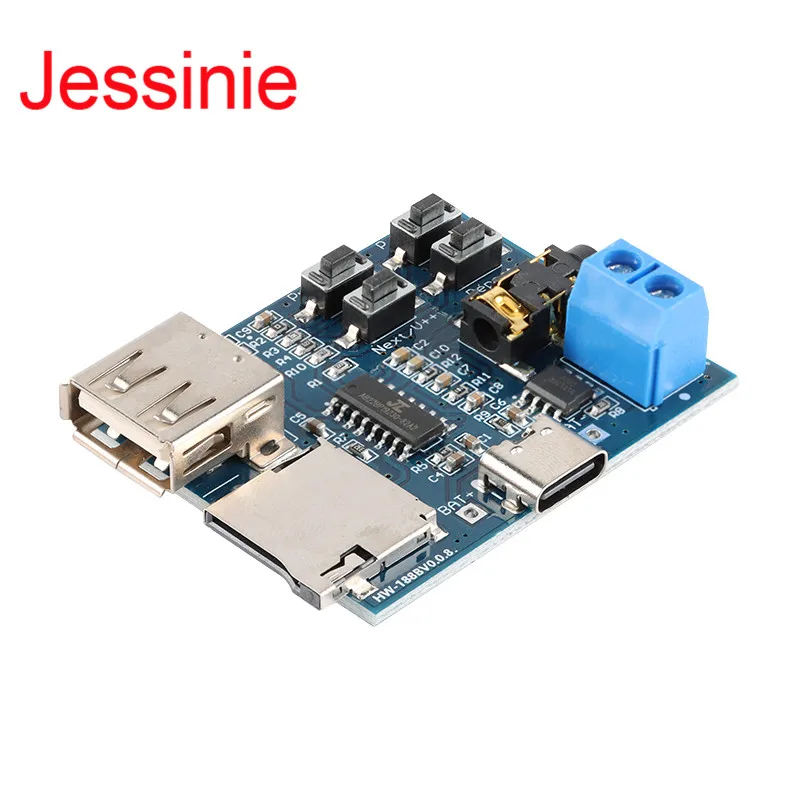 MP3 dekódovanie dosky Audio Hlasový zosilňovač USB Player Modul Type-C Rozhranie DC 3.7-5.5V