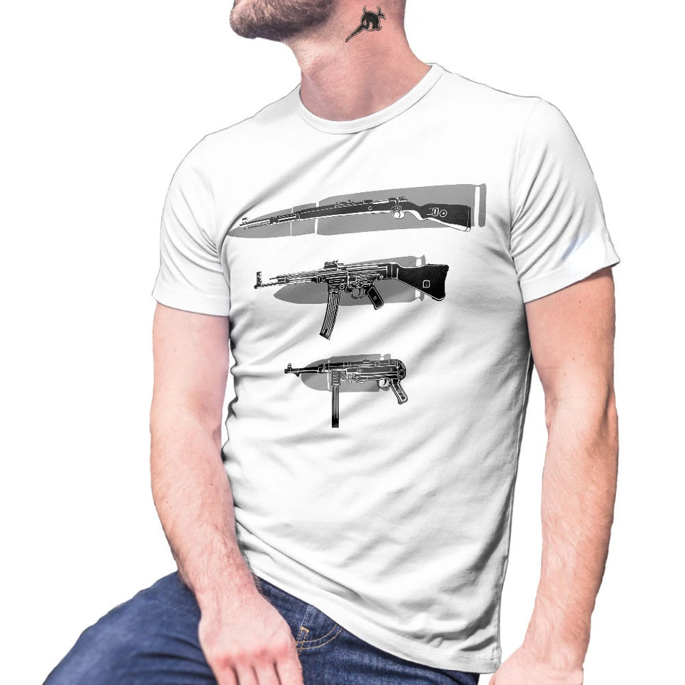 MP40 Submachine Gun Carabiner 98K STGW 44 Útočná puška Tričko 100% bavlna O-NECK Krátky rukáv letné letné pánske tričko Tričko