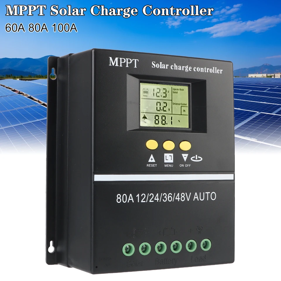 MPPT olovo Kyselina lítium batérie rýchle nabíjačka Solárny náboj riadiaci nástroj 36v/48v/24v/12V LCD displej 100a/80a/60a dual USB