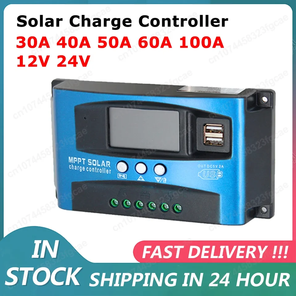 MPPT solárny ovládač LCD displej 30A 40A 50A 60A 100A Solárny náboj a výtok regulátora 12V 24V Solárny panel PV regulátor