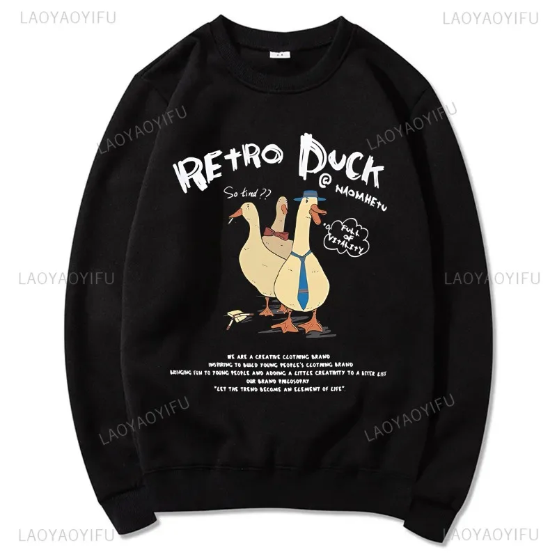 Mr.Duck Cartoon Tlačené mikiny žien roztomilé móda O-krk kapucňa jar jesenná ženská pulóvás humorový štýl oblečenie