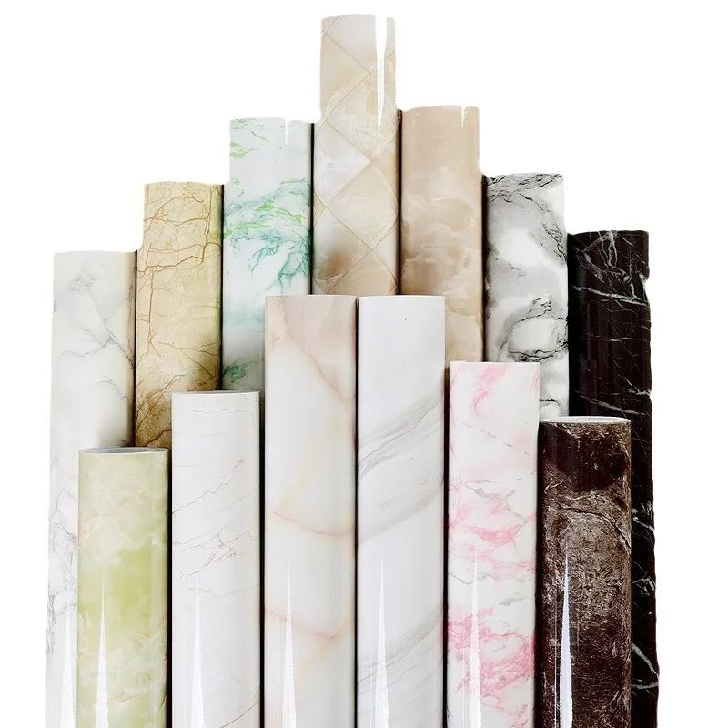 Mramorový vinyl film DIY Self Adhesive Tapety Kúpeľňa Kuchynské skriňové dosky Kontaktný papier PVC vodotesné nálepky na stenu