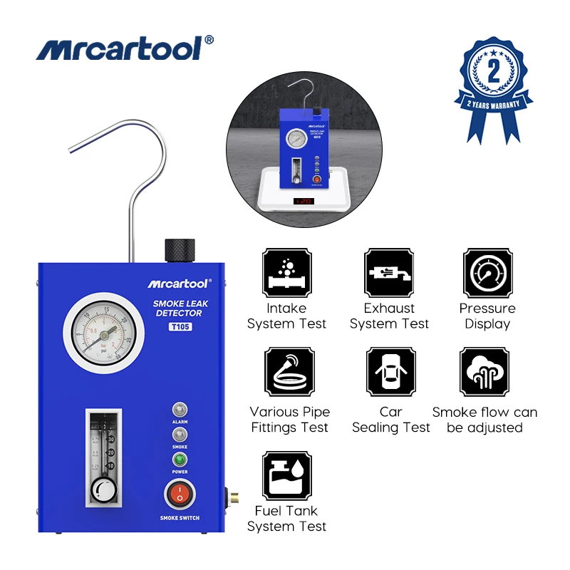 MRCARTOOL T105 Detektor úniku dymu automobilu 12V Automobilový únik úniku lokalézia Olej Oil Diagnostický nástroj PK AN-CEL S300