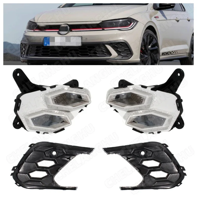 Mriežka hmlovej hmly s 1pair LED pre VW Polo GTI 2021 2022 2023 2024 Automobilové príslušenstvo Hmlová lampa a mriežka 2G0941055 2G0941056