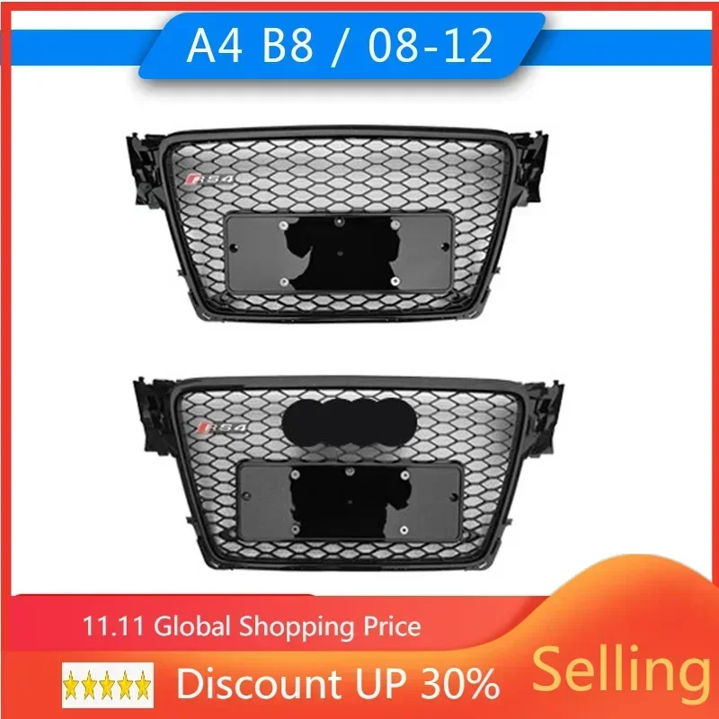 Mriežka mriežky predného nárazníka pre automobily na roky 2008-2012 Audi A4 B8 Hot Rod Auto Salon Upgrade Resit RS4 Auto Racing Grills
