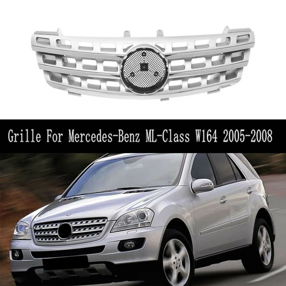 Mriežka predného nárazníka s automobilom Horný závodný gril pre Mercedes-Benz ML-Class W164 ML320 ML350 ML550 2005 2006 2007 2008 （so znakom)