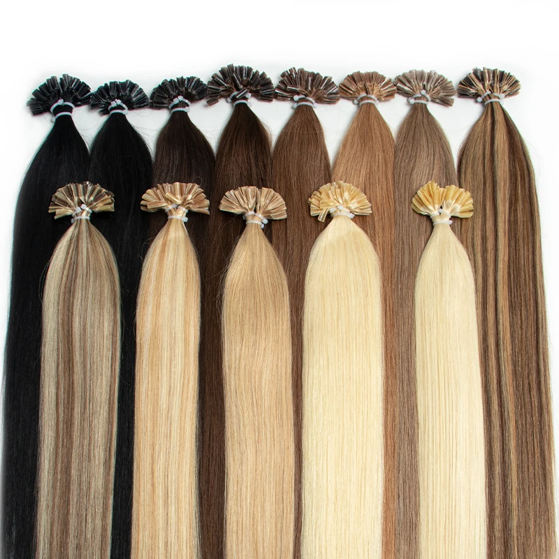 MrShair U Tip Fusion predlžovanie vlasov na nechty Tip Human Hair Italiana 1,5 cm dlhé keratínové vlasové zväzky 12 16 20 24 palcov 50