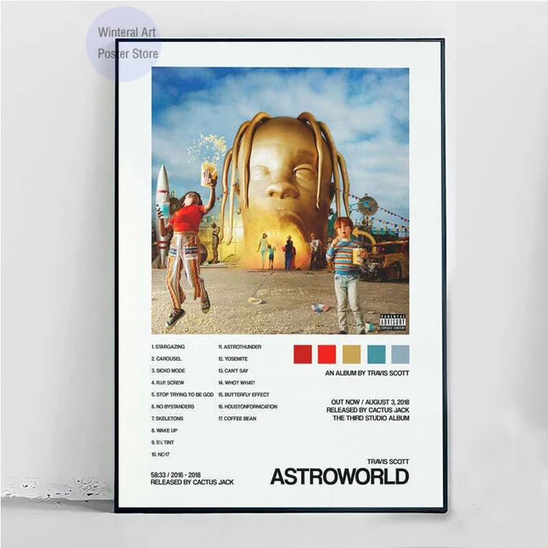 MT952 Travis Scott Music Album Cover Plagát Astroworld Wall Art Pictus Pobreží maľba výtlačky plagátu Obývacia izba Domovod