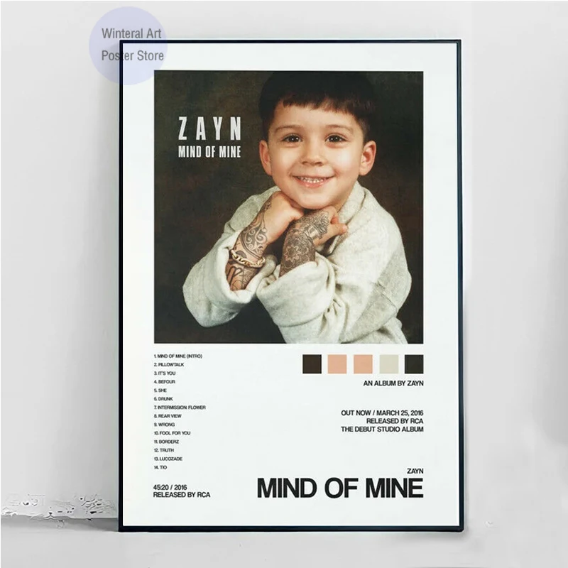 Mt963 Zayn Malik Mind of Mine Pop Music Singer Singer Star Album Wall Art Pictus Canvas maľba plagát výtlačky obývacia izba