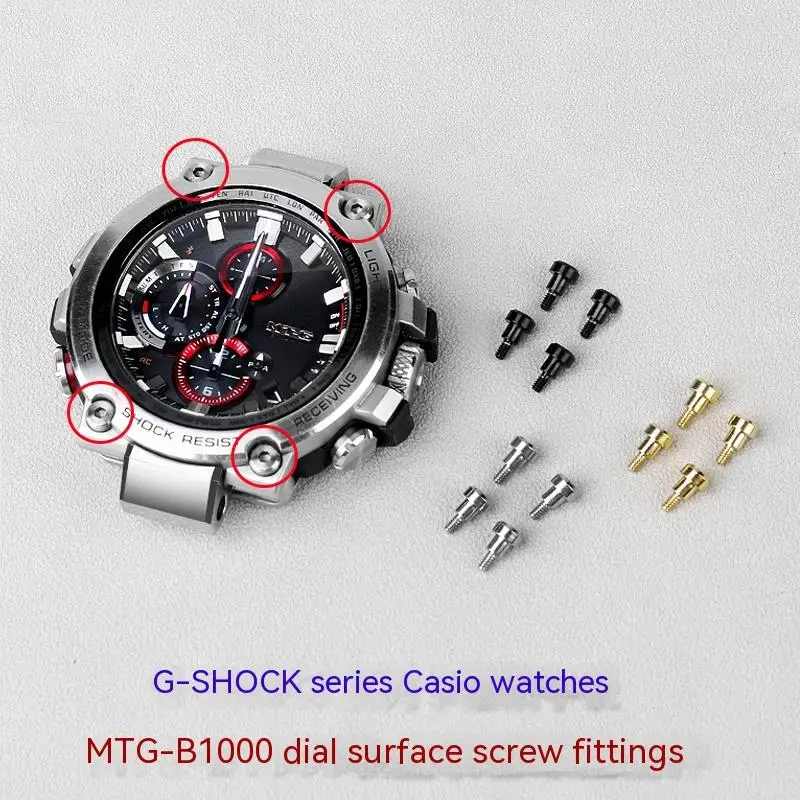 MTG B1000 Dial skrutka pre Casio MTG-B1000 SCRESK PREDNÁ DEKORÁCIA HEXAGON SCRECT G-SHOCK Watch Accessories pre mužov