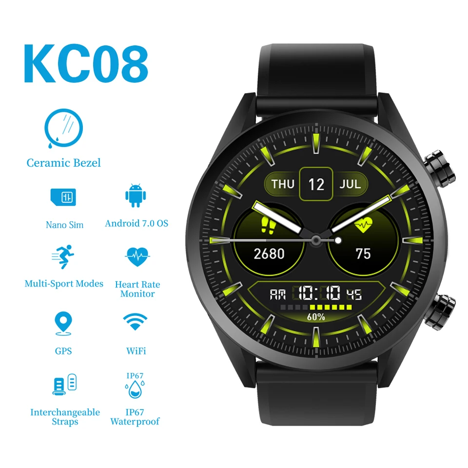 MTK6739 KC08 4G Net Smart Watch Men 1,39 