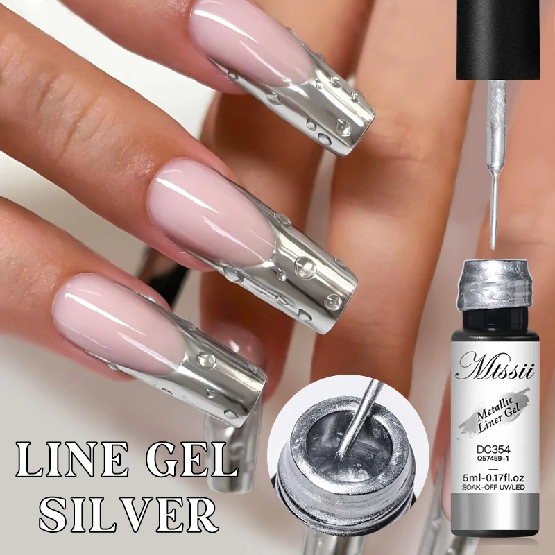 MTSSII 5 ml Super-Bright Metallic Liner Gel Poľh Gold Silver Mirror Gel na nechty Francúzsky štýl kresba Line na nechty lak na nechty
