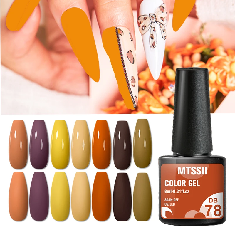 MTSSII 6 ml jesenná pomarančová téma GEL GEL LICISS POLY SAMENENT UV LED GEL LESH LACK NAME NASTAVENÉ MANICÚRA NA NÁS