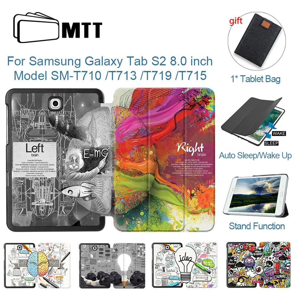 MTT PU Leather Tablet puzdro pre Samsung Galaxy Tab S2 8 palca Flio Flio Cover Cover Smart Protective Funda SM-T710 T715 T713 T719