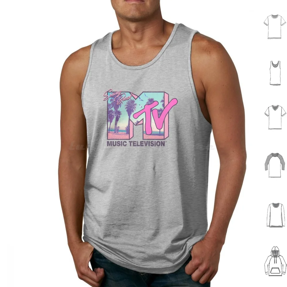 MTV Spring Break Break Side Logo Tank Tops Tlač bavlny MTV MTV Logo hudba MTV Spring Break Logo Logo Tropical Logo Piaty